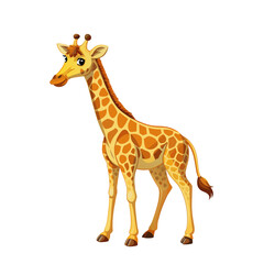 Fototapeta premium Cute giraffe cartoon style on white background