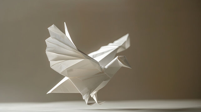 A radiant paper dove. signifying the limitless prospects of peace and hope for remembrance month. 