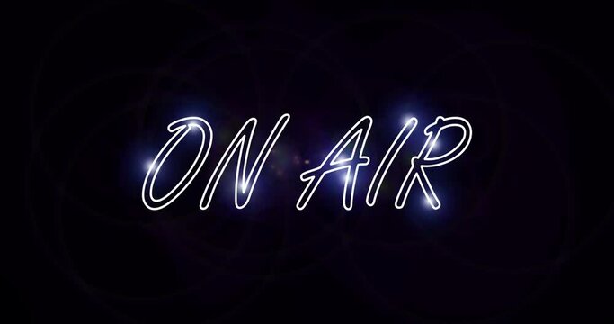 ON AIR Neon Text Animation: Illuminate Your Broadcast with Vibrant Visuals on a Black Background. Perfect for Livestream Intros, Media Productions, and OBS/Streamlabs Studio Overlays in 4K.