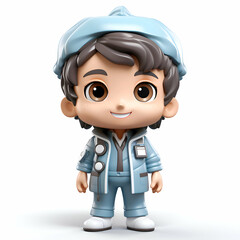 3D Render of a Astronaut boy with blue cap on white background