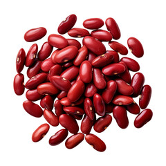 Top view of red beans isolated on transparent or white background, png