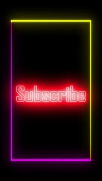 Live Streaming Overlay Subscribe text Animation On Air Neon Glow Sign animation on Black Background Overlay OBS or Streamlabs Studio hi-tech overlay for streamers. Features transparent section 4K