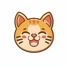 Icon smile cartoon cat logos, against pure white background.