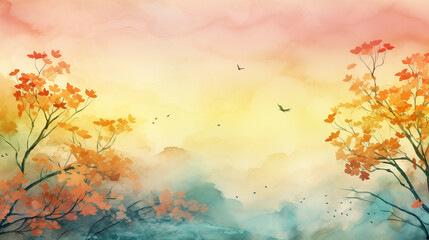 Obraz na płótnie Canvas Autumn landscape with trees and lake