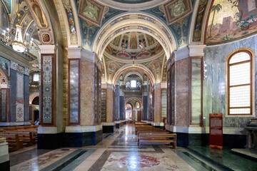 Santuario della Beata Vergine del Santo Rosario di Pompei (Shrine of the Virgin of the Rosary of Pompei) neoclassical styled church in Pompeii, Italy
