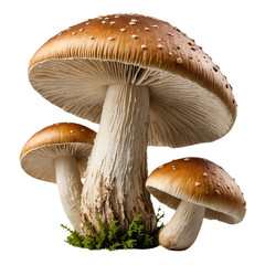 falling champignon mushroom on Isolated transparent background png. generated with AI