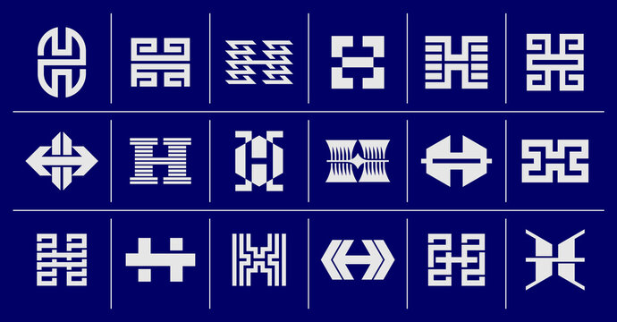 Set of modern technology letter H logo vector