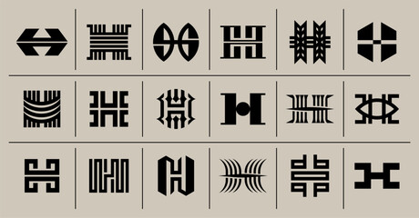 Line abstract initial H letter logo template set