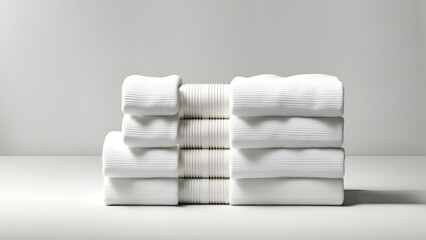 Fototapeta na wymiar A stack of white towels on a table