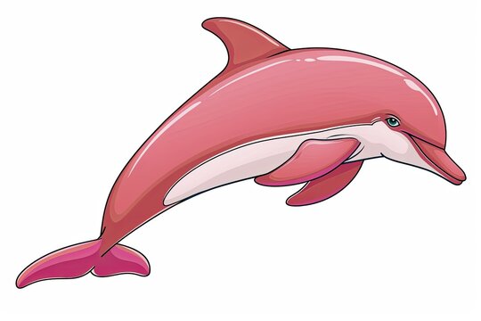 Happy Pink Dolphin: Cheerful Leap Cartoon Illustration