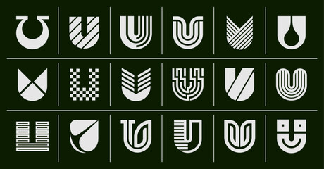 Modern line company letter U logo design set © Artswolf