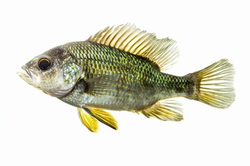 High-Resolution Perch Photography: Isolated Greenish Scales with Metallic Sheen