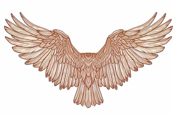 Fototapeta premium Hawk Wings in Brown Line Art: Vision and Freedom Illustration
