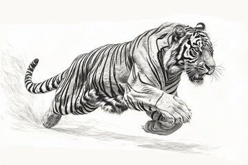 Dynamic Tiger Pencil Drawing: Muscular Power and Speed in Graphite