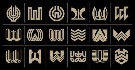 Simple modern letter W logo template set