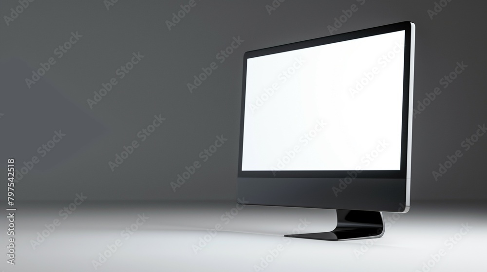 Wall mural computer screen lockup, blank screen monitor screen model, 3d render