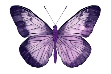 Lavender Butterfly Vector Illustration - Transformation, Beauty, Nature - Black Outline Uniform Line Clear White Design