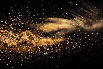 A stream of gold glitter is falling from the sky