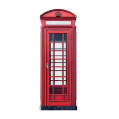 Classic red british telephone box isolated on transparent background