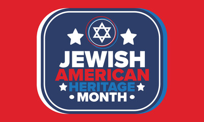 Jewish American Heritage Month. Celebrated annual in May. Jewish American contribution to the history United States. Star of David. Israel symbol. Poster, card, banner and background. Vector
