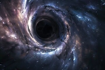 Black hole. Abstract space wallpaper. Universe filled with stars