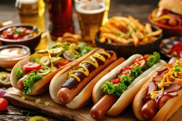 National Hot Dogs Day festival featuring various traditional types.
