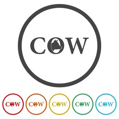 Obraz premium Cow head Icon. Set icons in color circle buttons