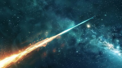 Meteorite Streaking Across a Starry Sky
