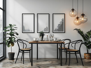 Blend of Style and Functionality: 3D Rendered Scene in Chic Dining Area