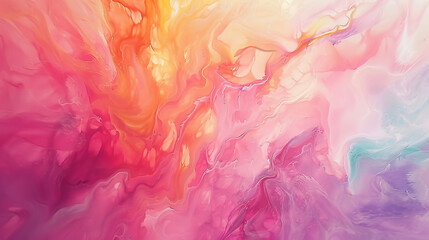 Macro view of an acrylic painting with soft, blended pastel hues in abstract shapes.