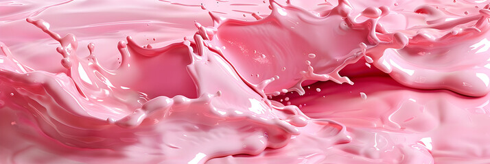 Pink milk splash on a vibrant pink background