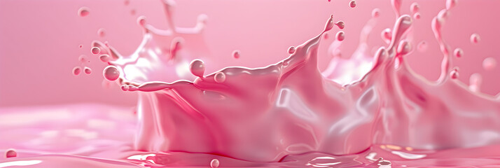 Pink milk splash with pink background