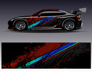Car wrap design vector.Graphic abstract stripe racing background designs for vehicle, rally, race, adventure and car racing liverY