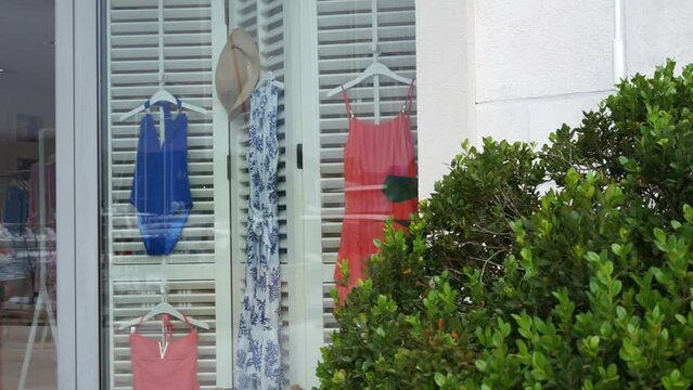 expensive clothing store window from the street