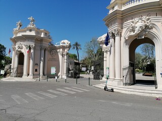 Rome, Italy - April 25, 2024, entrance to the Bioparco di Roma, the oldest zoo in Italy. It currently hosts 1144 animals of 223 different species. It is located inside Villa Borghese.