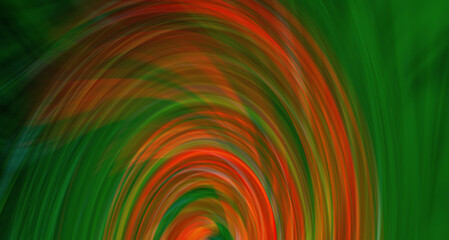Abstract green background with red elements. Illustration with a wavy swirl pattern