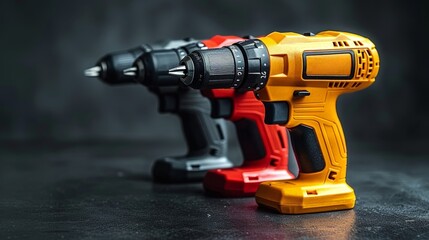 Electric drill on a neutral background