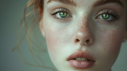 closeup portrait pretty girl. pale skin