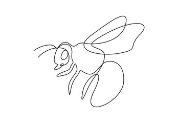 Honey bee continuous one line drawing vector illustration
