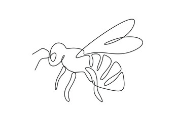 Honey bee continuous one line drawing vector illustration