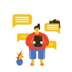 Man sending messages