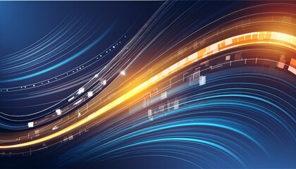 Fototapeta na wymiar Futuristic technology background with glowing lines abstract illustration of speed and motion representing fast paced digital connectivity and data flow ideal for concepts to internet transportation