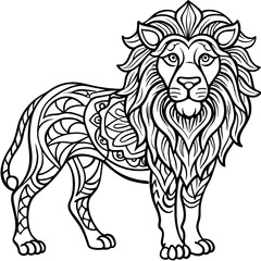 Obraz premium mandala animal - lion mandala coloring pages for kids and adults