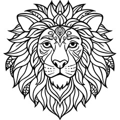 mandala animal - lion mandala coloring pages for kids and adults