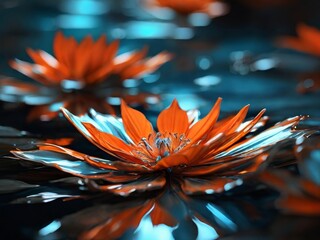 Get lost in the beauty of this abstract flower, with its mesmerizing reflections and stunning color palette of dark orange 