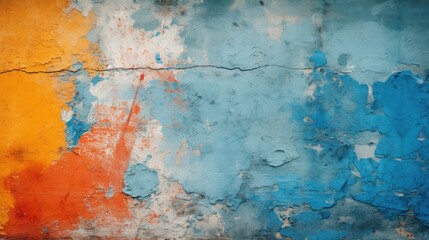 a blue and orange paint on a wall