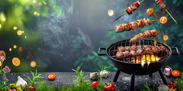 birthday BBQ party, invitation template. copy space 