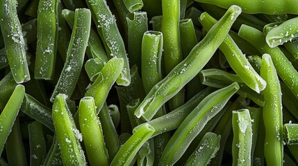  A top-down perspective of frozen green beans