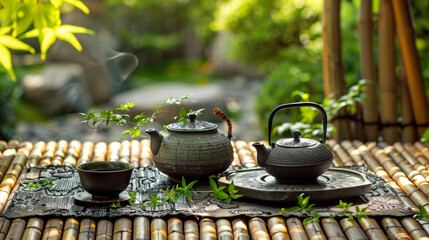 Tranquil tea time in a serene garden setting