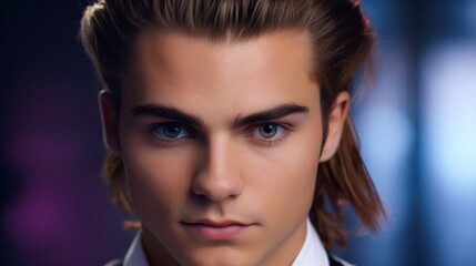 Fototapeta premium a man with long hair and blue eyes